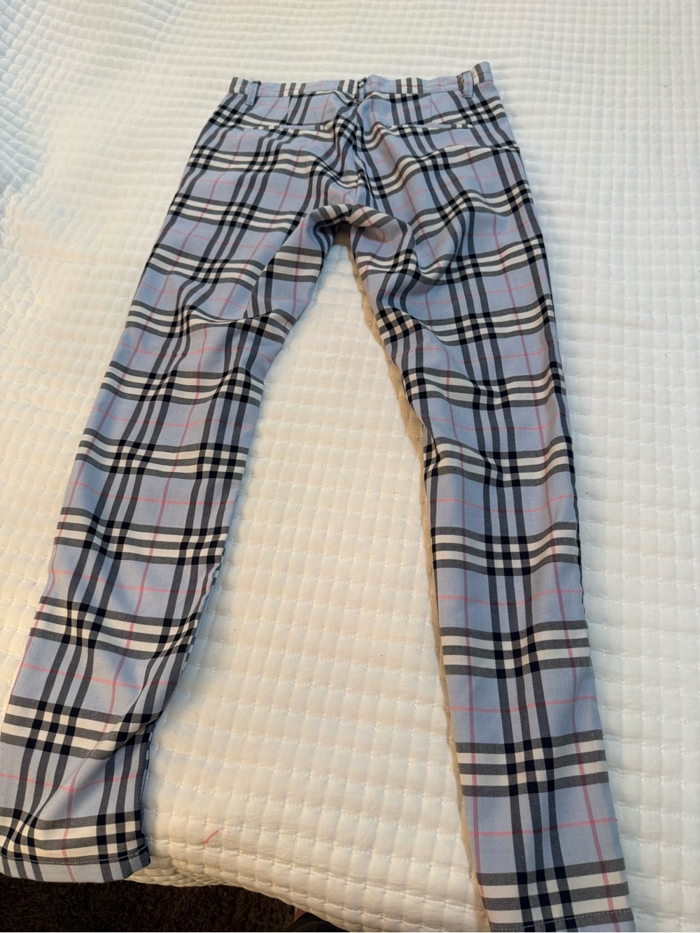 Plaid Dress Pants - Light Blue with Black & White Check
